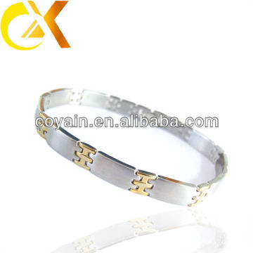 high polish aks sex stainless steel bracelet with gold plating